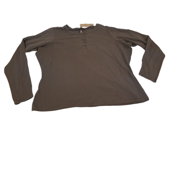 SKIMS Brown Long Sleeve Henley Top - Picture 2 of 6